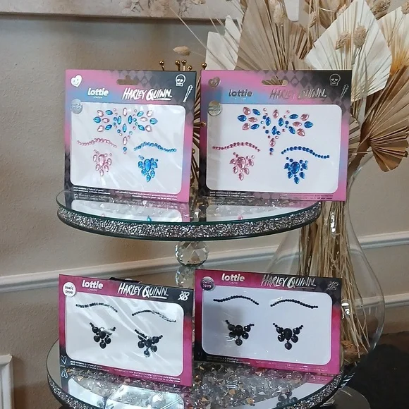 New 4pc Harley Quinn Face Gems Toxic Love / Pouts & Pigtails By Lottie London - Picture 14 of 17